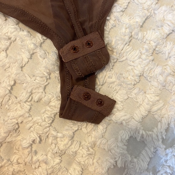 Corset One Shoulder Bodysuit Sheer with ties - Picture 6 of 7